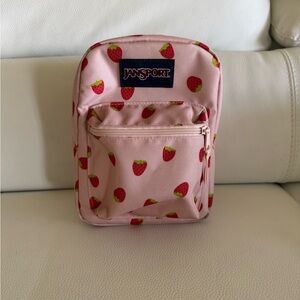 JanSport Pink Kids Backpack with Strawberry Print